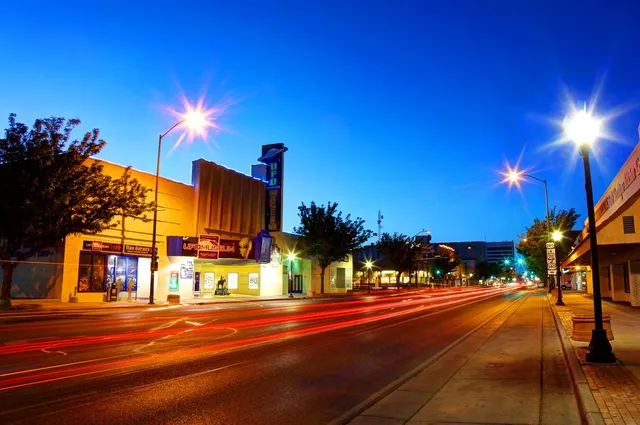 Vibrant night scene in downtown Roswell, New Mexico. Trust our Digital Marketing Company to grow your online presence.